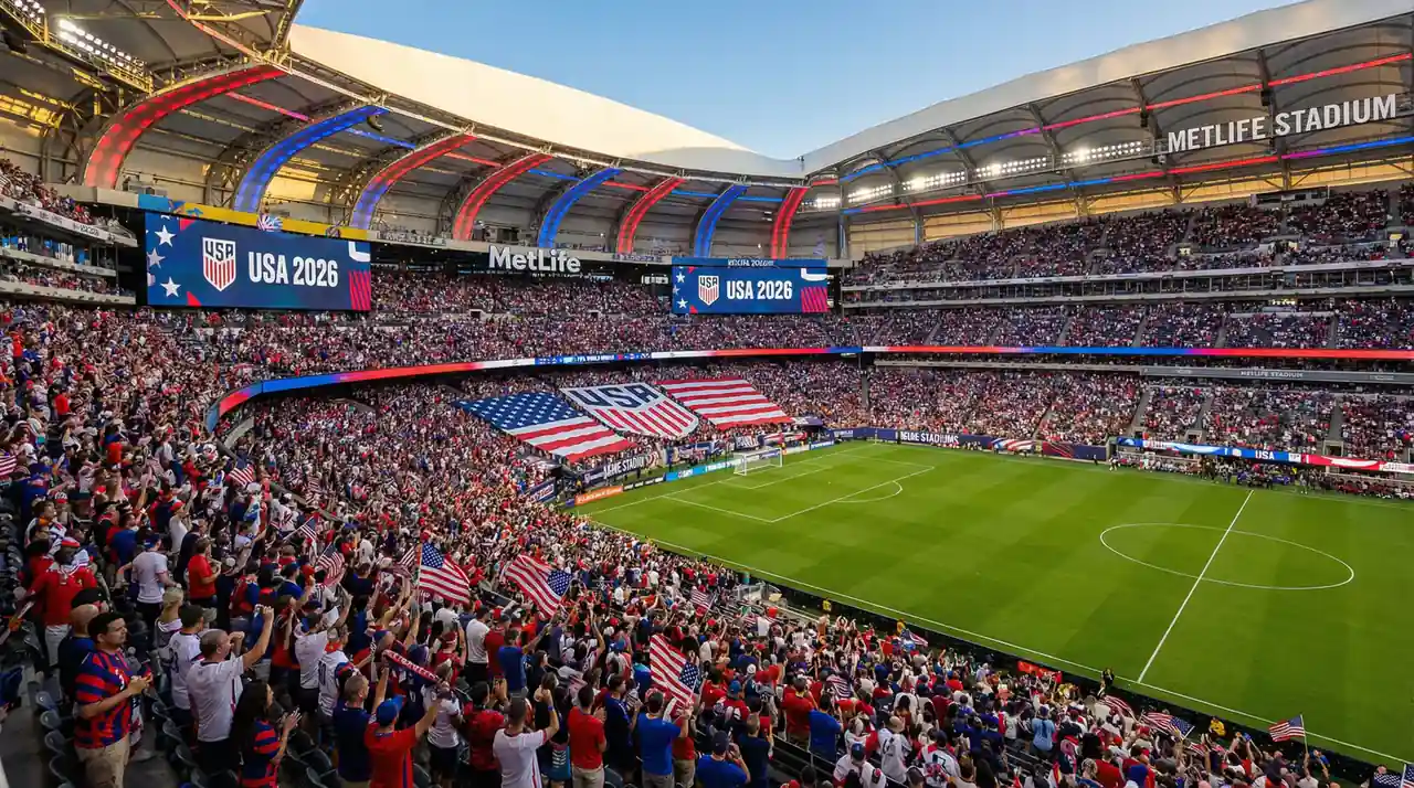 USA:s landslag i vita tröjor under fotbollsmatch